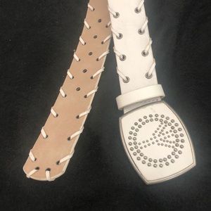 White Peace Sign Belt